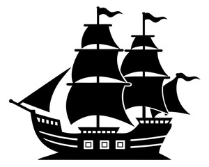 Pirate Ship Silhouette Vector Design, Pirate Ship SVG, Pirate Ship Icon