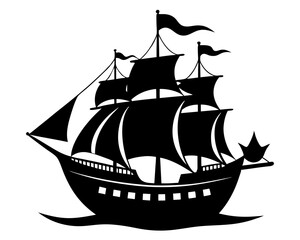 Pirate Ship Silhouette Vector Design, Pirate Ship SVG, Pirate Ship Icon