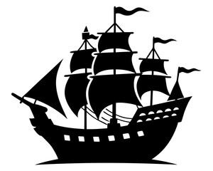 Pirate Ship Silhouette Vector Design, Pirate Ship SVG, Pirate Ship Icon