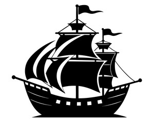Pirate Ship Silhouette Vector Design, Pirate Ship SVG, Pirate Ship Icon