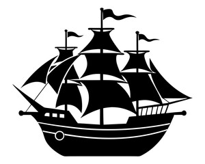 Pirate Ship Silhouette Vector Design, Pirate Ship SVG, Pirate Ship Icon