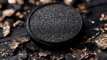 Dark Elegance: Black Glitter and Gold Accents