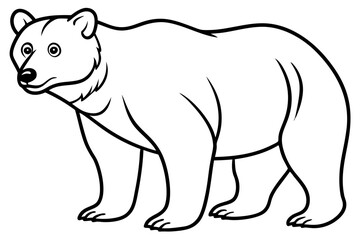 Minimalist Bear Line Art on White Background