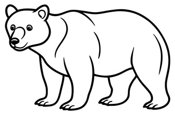Minimalist Bear Line Art on White Background