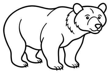 Minimalist Bear Line Art on White Background