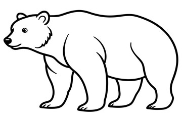 Minimalist Bear Line Art on White Background