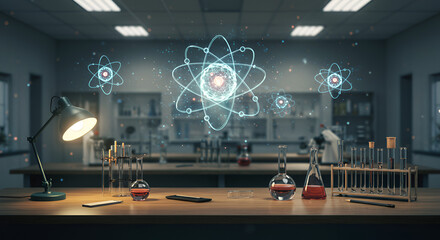 Holographic Atoms Projected Above Science Desk