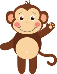 Cute monkey waving isolated on white