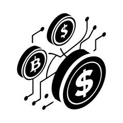 digital currency icon, digital currency silhouette vector illustration-simple silhouette illustration of digital currency, perfect for digital currency logos and icons