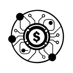 digital currency icon, digital currency silhouette vector illustration-simple silhouette illustration of digital currency, perfect for digital currency logos and icons