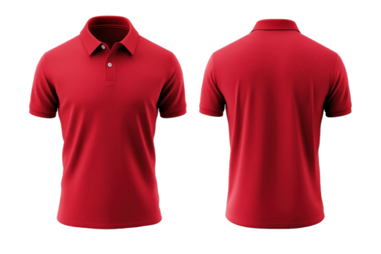 Red polo shirt mockup front and back view apparel clothing design template fashion