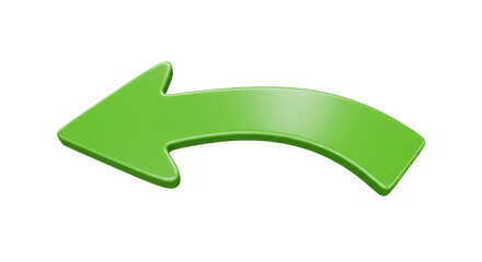 Isolated green curved arrow pointing left