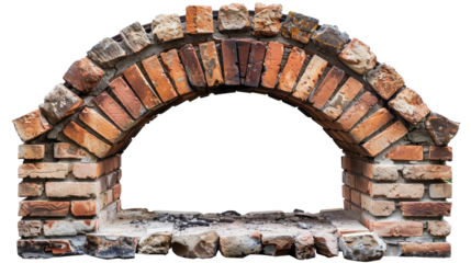 Unique brick arch constructed from natural stone and clay, showcasing craftsmanship and timeless design elements in a rustic style