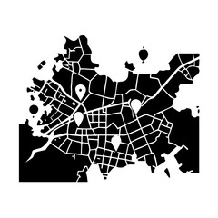 glowing city map icon, glowing city map silhouette vector illustration-simple silhouette illustration of glowing city map, perfect for glowing city map logos and icons