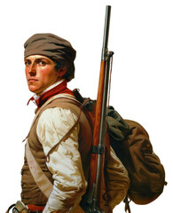 Obraz premium PNG French colony soldier illustration vintage rifle.
