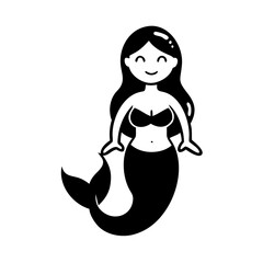 mermaid icon, mermaid silhouette vector illustration-simple silhouette illustration of mermaid, perfect for mermaid logos and icons