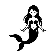 mermaid icon, mermaid silhouette vector illustration-simple silhouette illustration of mermaid, perfect for mermaid logos and icons