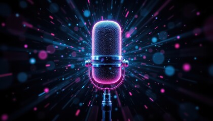 Retro microphone with vibrant lights