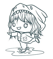 Hand drawn anime coloring page