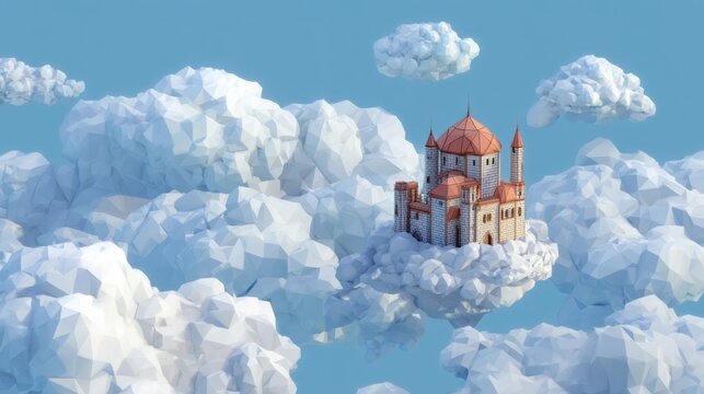 Floating castle in a cloudscape.