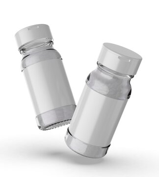 Kitchen supplies glass seasoning bottle with flip cap pepper sprinkler  template 3d illustration.