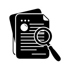 research document icon, research document silhouette vector illustration-simple silhouette illustration of research document, perfect for research document logos and icons