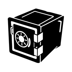 safe vault icon, safe vault silhouette vector illustration-simple silhouette illustration of safe vault, perfect for safe vault logos and icons