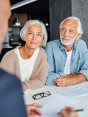 Senior Couple Consulting Tax Advisor in Modern Office