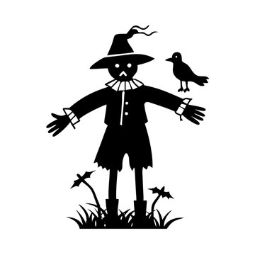 recommend clip art: scarecrow icon, scarecrow silhouette vector illustration-simple silhouette illustration of scarecrow, perfect for scarecrow logos and icons