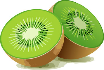 Vector of Fresh kiwi isolated on white background healthy close up.