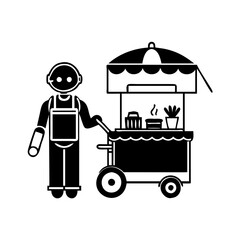 street vendor robot icon, street vendor robot silhouette vector illustration-simple silhouette illustration of street vendor robot, perfect for street vendor robot logos and icons