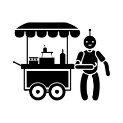 street vendor robot icon, street vendor robot silhouette vector illustration-simple silhouette illustration of street vendor robot, perfect for street vendor robot logos and icons
