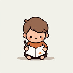 cartoon boy reading book
