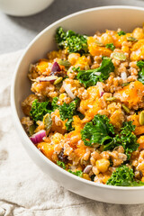 Gourmet Autumn Kale Butternut Squash Farro Salad