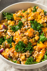 Gourmet Autumn Kale Butternut Squash Farro Salad