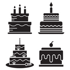 Colorful Birthday Cake with Burning Candles