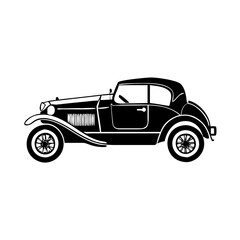 vintage car icon, vintage car silhouette vector illustration-simple silhouette illustration of vintage car, perfect for vintage car logos and icons