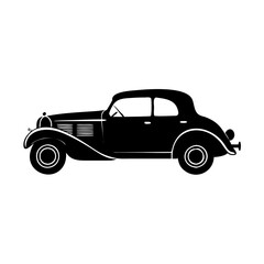 vintage car icon, vintage car silhouette vector illustration-simple silhouette illustration of vintage car, perfect for vintage car logos and icons