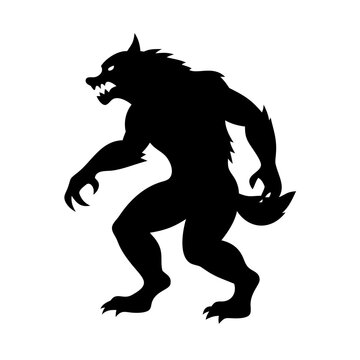werewolf icon, werewolf silhouette vector illustration-simple silhouette illustration of werewolf, perfect for werewolf logos and icons
