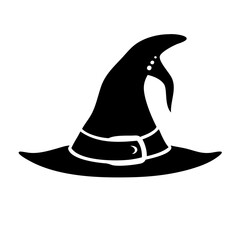 witch hat icon, witch hat silhouette vector illustration-simple silhouette illustration of witch hat, perfect for witch hat logos and icons
