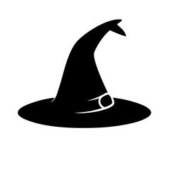 witch hat icon, witch hat silhouette vector illustration-simple silhouette illustration of witch hat, perfect for witch hat logos and icons
