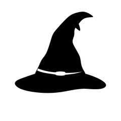 witch hat icon, witch hat silhouette vector illustration-simple silhouette illustration of witch hat, perfect for witch hat logos and icons