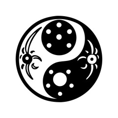 yin yang icon, yin yang silhouette vector illustration-simple silhouette illustration of yin yang, perfect for yin yang logos and icons