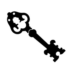 antique key icon, antique key silhouette vector illustration-simple silhouette illustration of antique key, perfect for antique key logos and icons