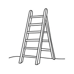 Minimalist Line Art Illustration Of Stepladder For Construction And Home Improvement Projects