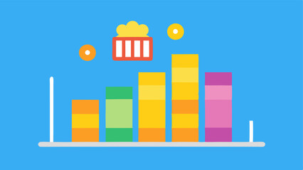 Inventory Optimization A stacked bar chart visualizing inventory levels of various products with an AI brain suggesting optimal stock levels based on customer behavior.
