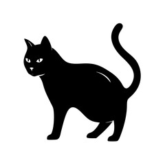black cat icon, black cat silhouette vector illustration-simple silhouette illustration of black cat, perfect for black cat logos and icons