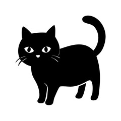black cat icon, black cat silhouette vector illustration-simple silhouette illustration of black cat, perfect for black cat logos and icons