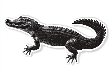 Fototapeta premium Alligator illustration, wildlife, white background, reptile sticker, zoology