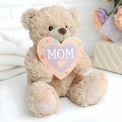  cute teddy bear holding a heart  mother s Day gift love affection for mom
